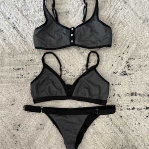 Beach Bunny Black and Gray Bikini Set